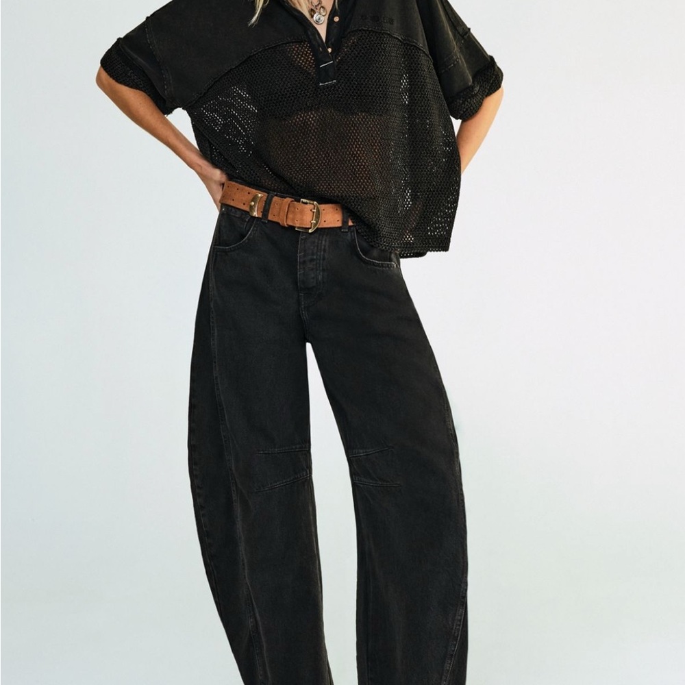 Free people barrel jeans black